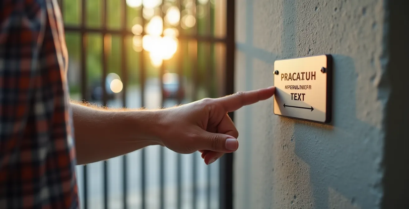 Cartello area videosorvegliata posizionato correttamente all'ingresso