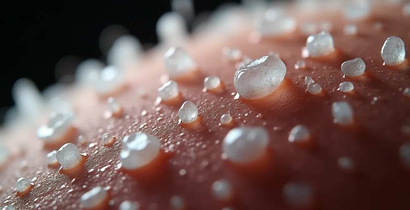 Rappresentazione macro della superficie di una cellula muscolare con cristalli di sale visibili