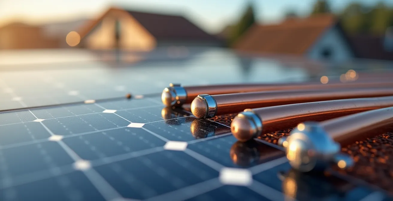 Vista macro dettagliata di componenti tecnologici per efficienza energetica domestica