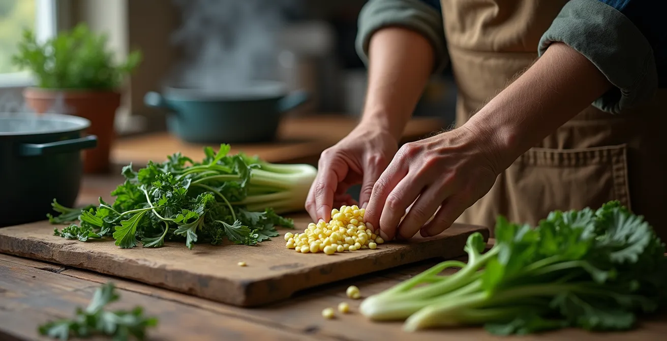 Verdure invernali mediterranee in preparazione rustica